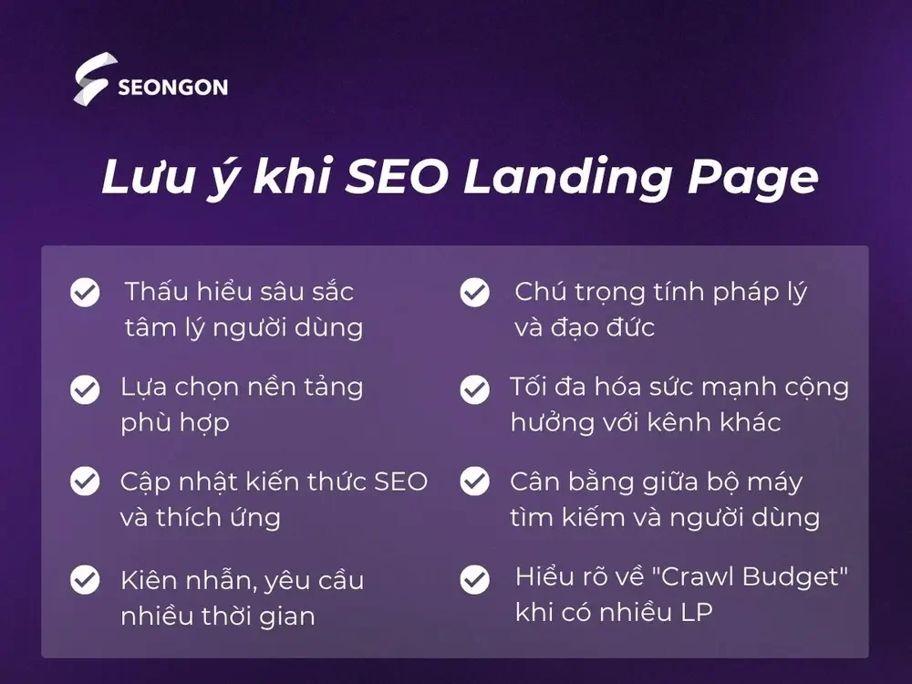 Lưu ý khi tối ưu Landing Page chuẩn SEO