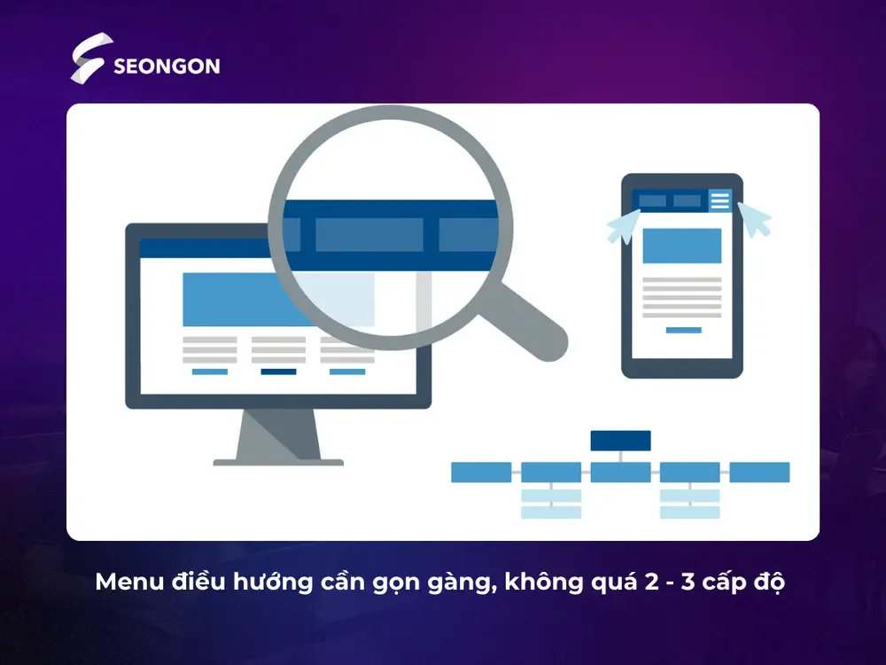 Menu điều hướng trong website vật liệu xây dựng nên rõ ràng, ngắn gọn