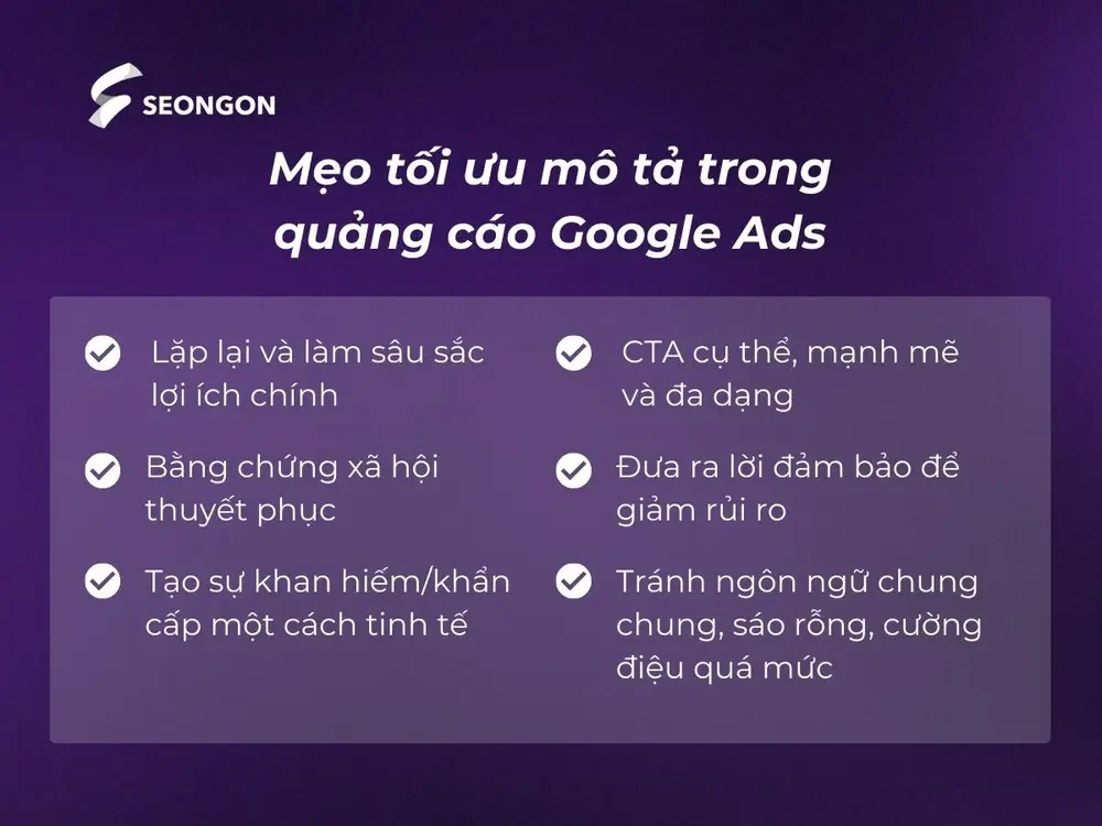 Mẹo tối ưu mô tả trong quảng cáo Google Ads
