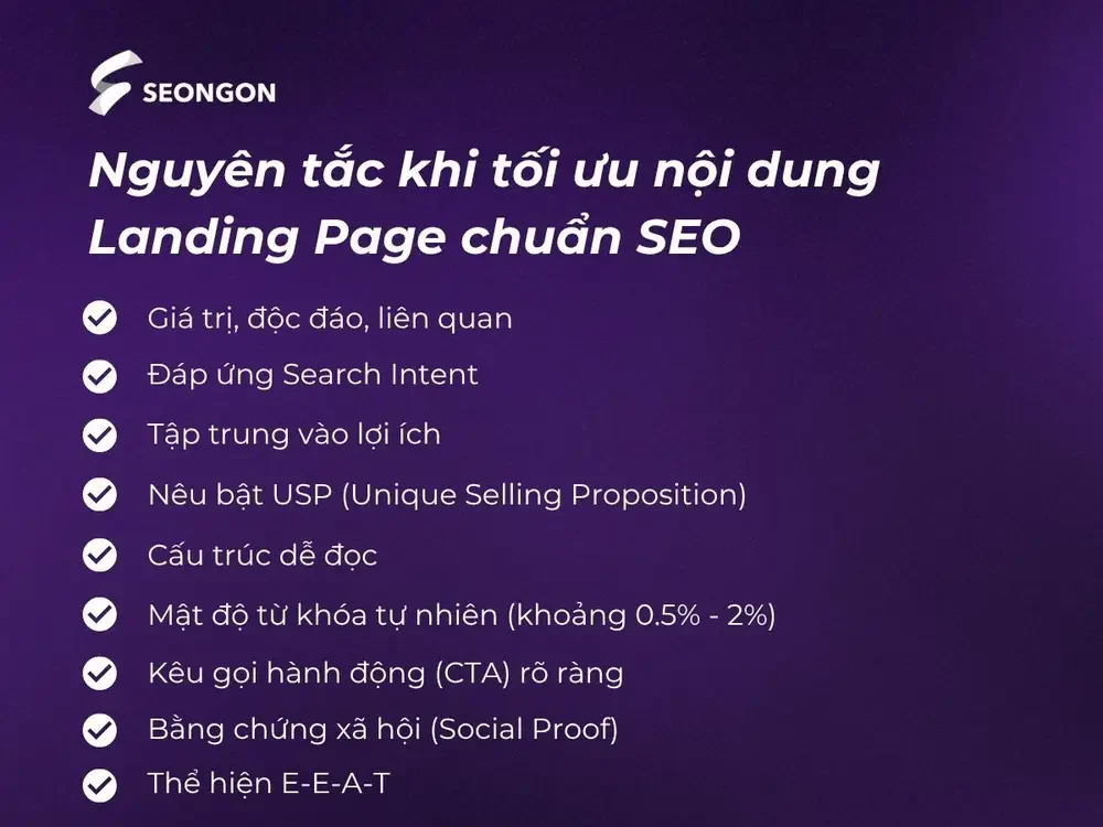 Nguyên tắc khi tối ưu nội dung Landing Page chuẩn SEO