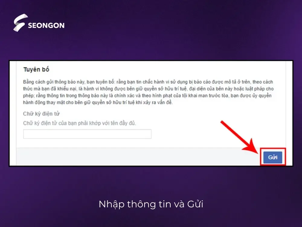 Nhập các thông tin cần thiết và gửi đi