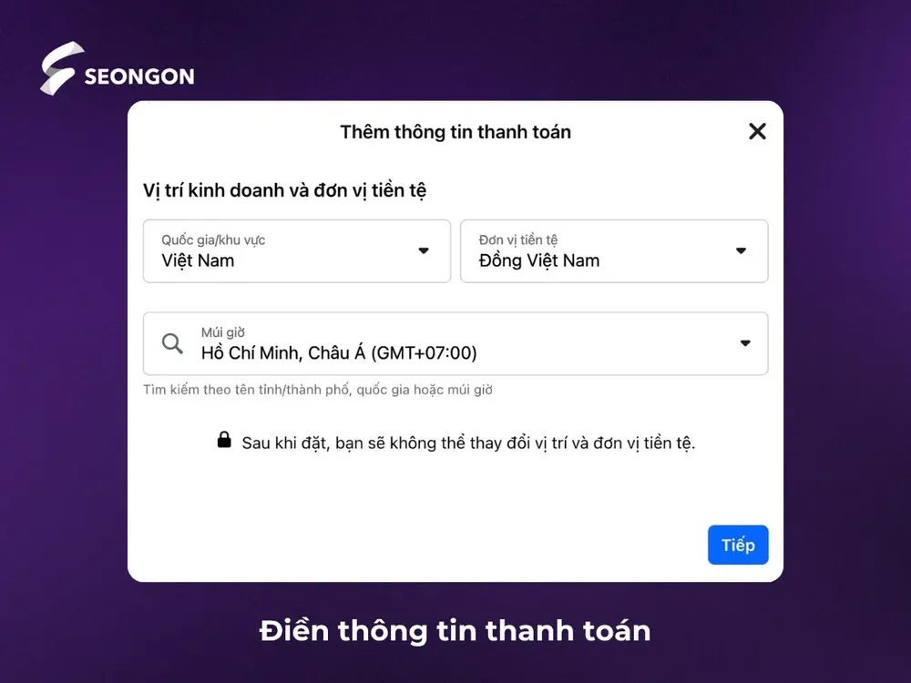 Nhập thông tin tài khoản quảng cáo