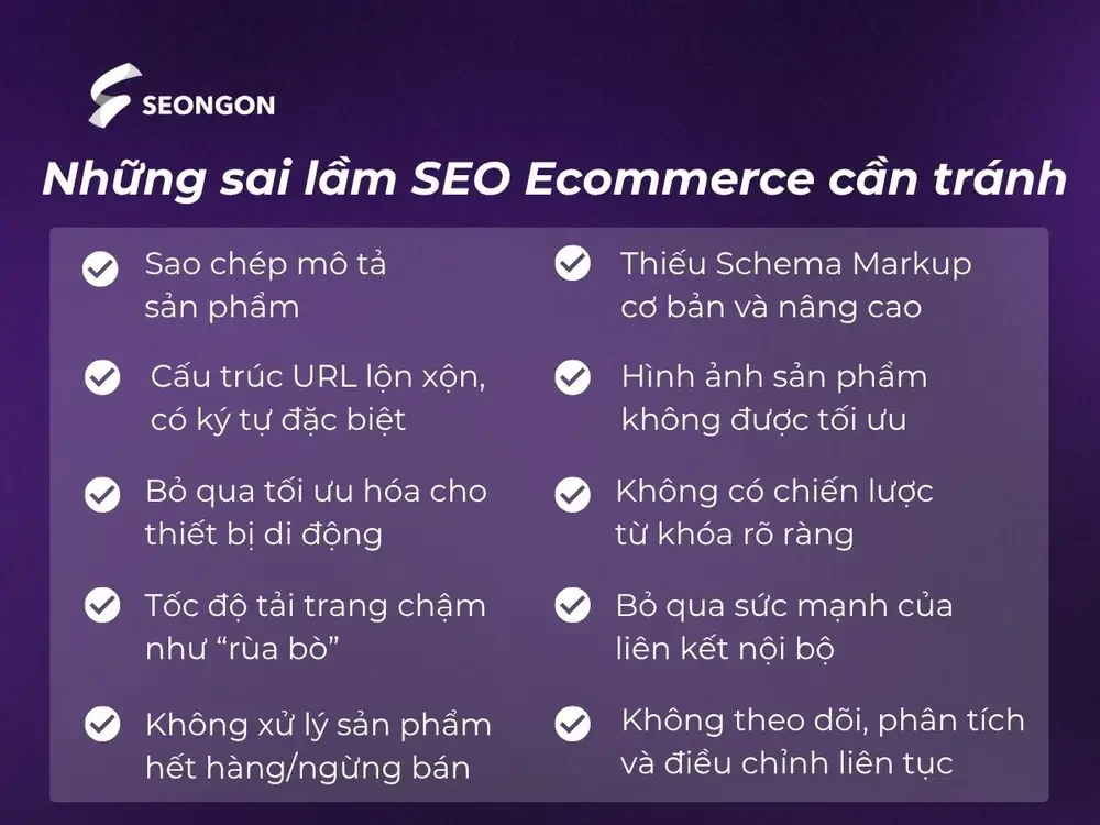 Những sai lầm SEO Ecommerce cần tránh
