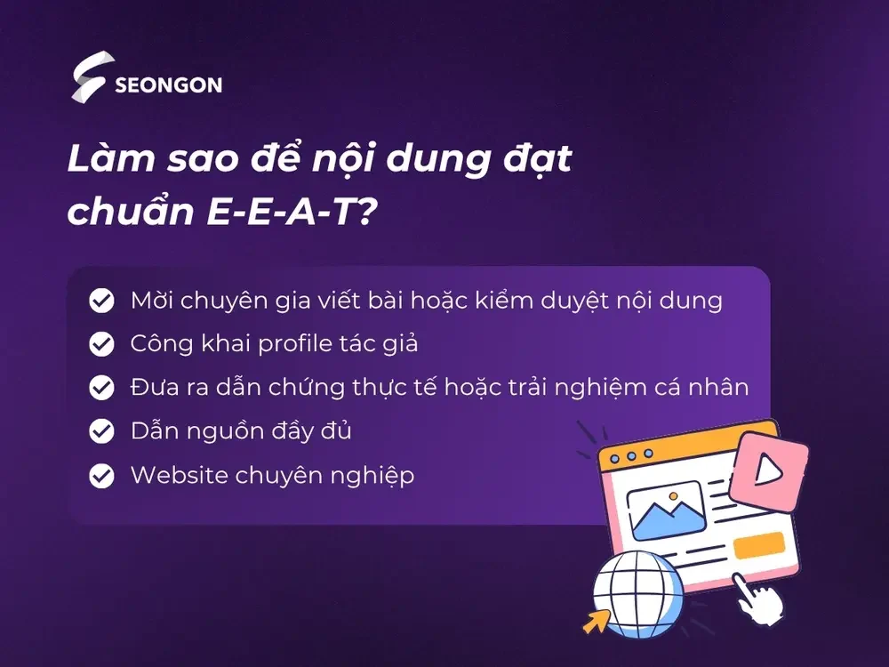 Nội dung cần đạt chuẩn E-E-A-T