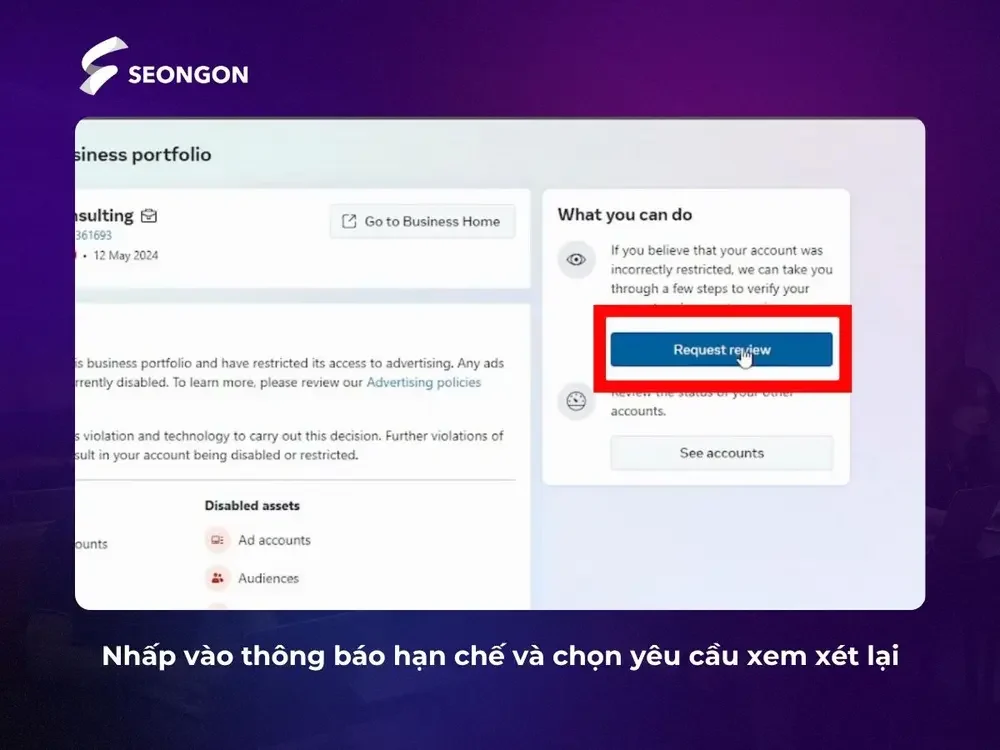 Sau khi tham khảo vấn đề, chọn yêu cầu xem xét lại