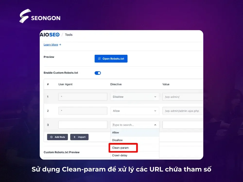Sử dụng Clean-param để xử lý các URL chứa tham số