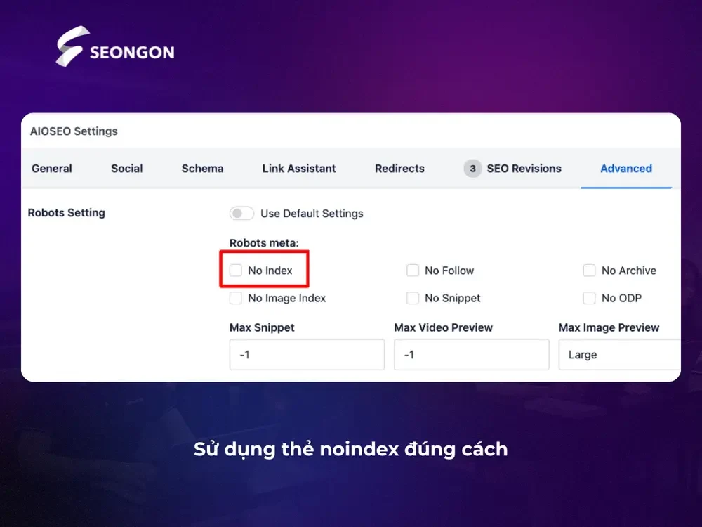 Sử dụng thẻ noindex đúng cách
