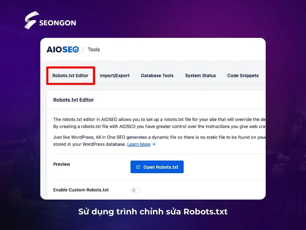 Sử dụng trình chỉnh sửa Robots.txt
