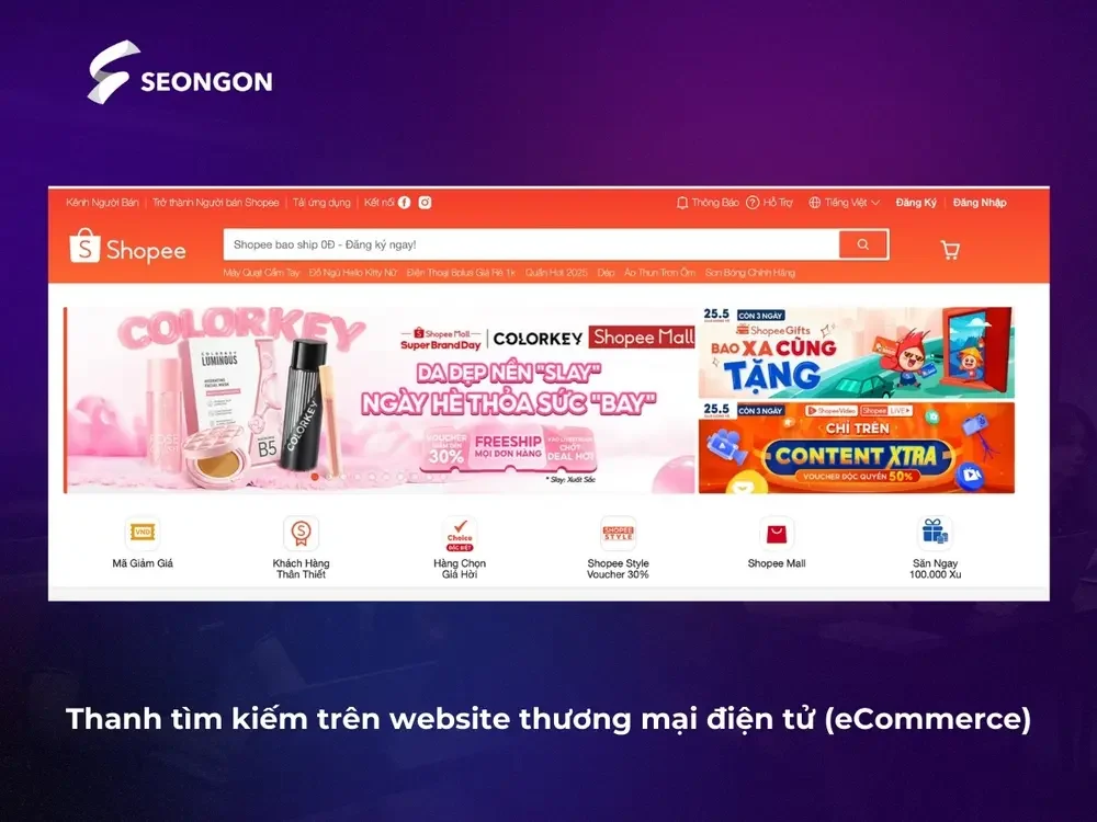Thanh tìm kiếm ứng dụng trong website thương mại điện tử