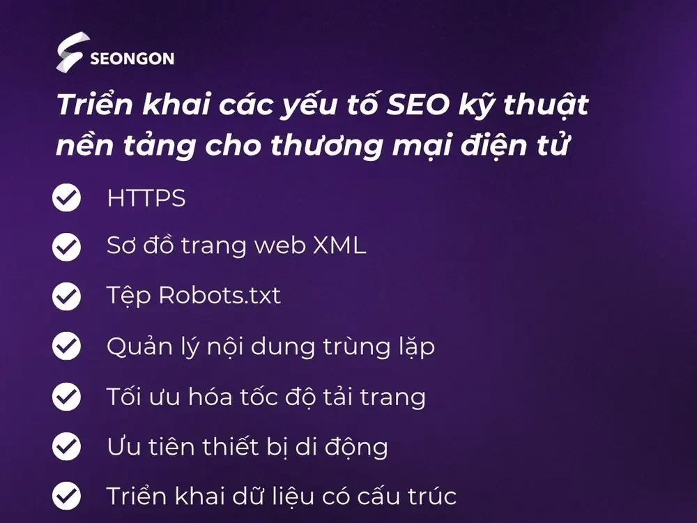 Triển khai các yếu tố SEO Ecommerce kỹ thuật