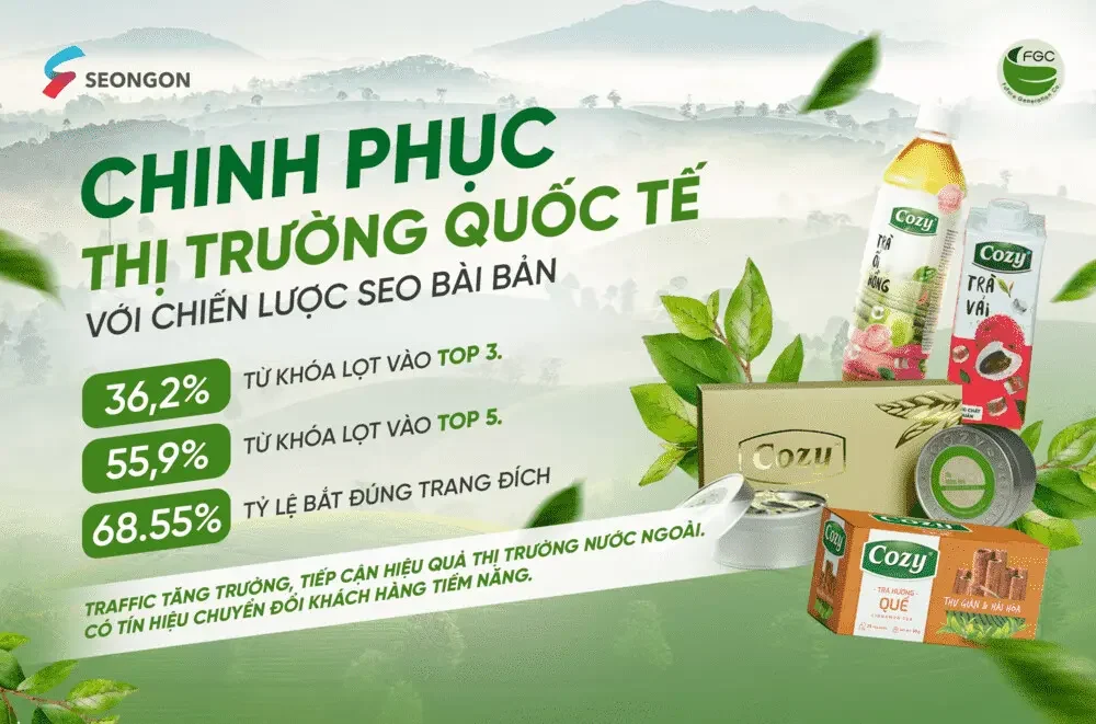 Ví dụ Case study của SEONGON trong dự án hợp tác với đơn vị trà danh tiếnh