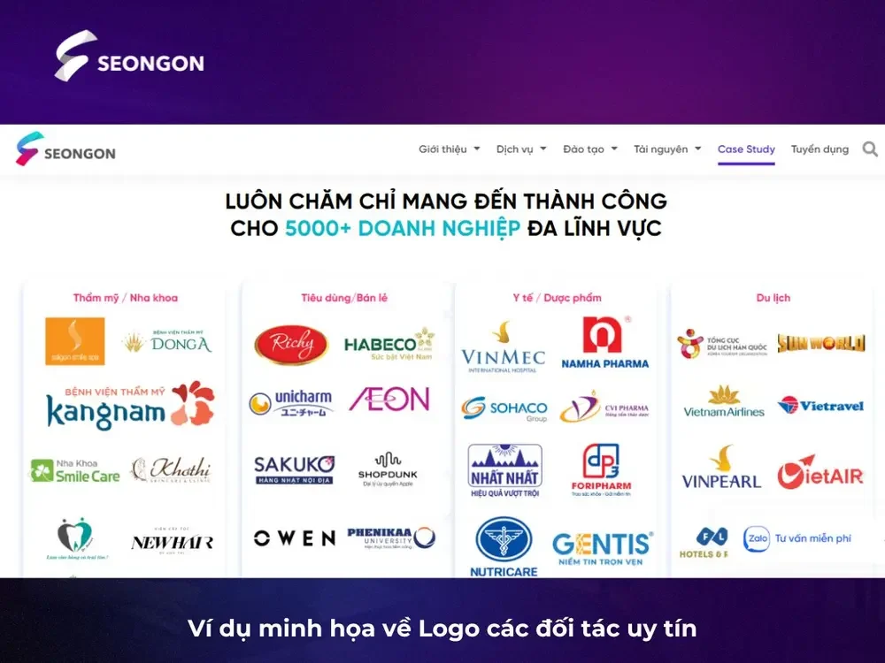 Ví dụ minh họa về Logo các đối tác uy tín