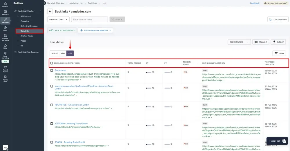 Đánh giá Backlink bị mất