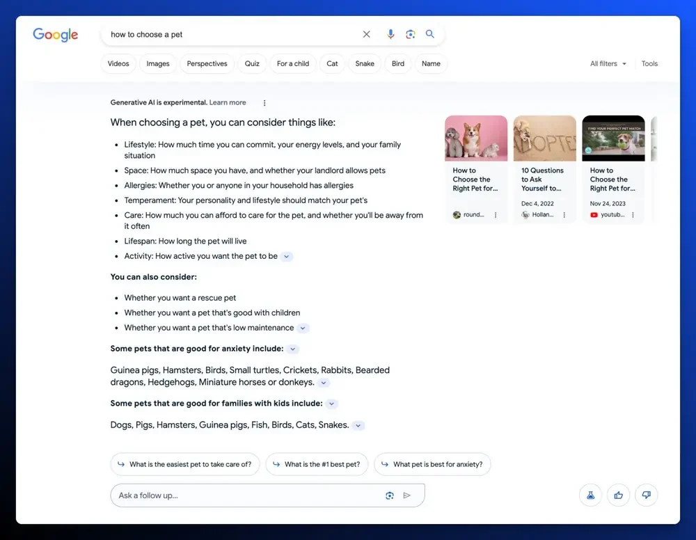 Google hiện đang hiển thị kết quả tìm kiếm AI dưới dạng snapshots