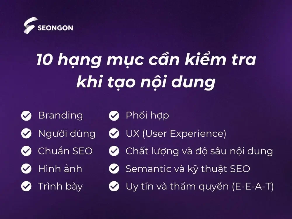 10 hạng mục cần kiểm tra khi tạo nội dung