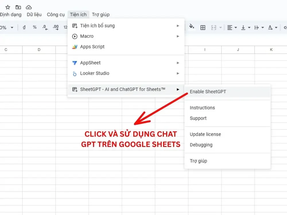 Cho phép sử dụng SheetGPT trên Google Sheets