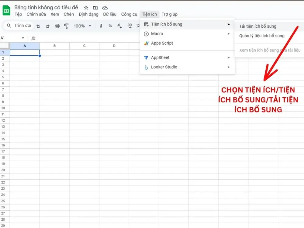Chọn để tải tiện ích bổ sung