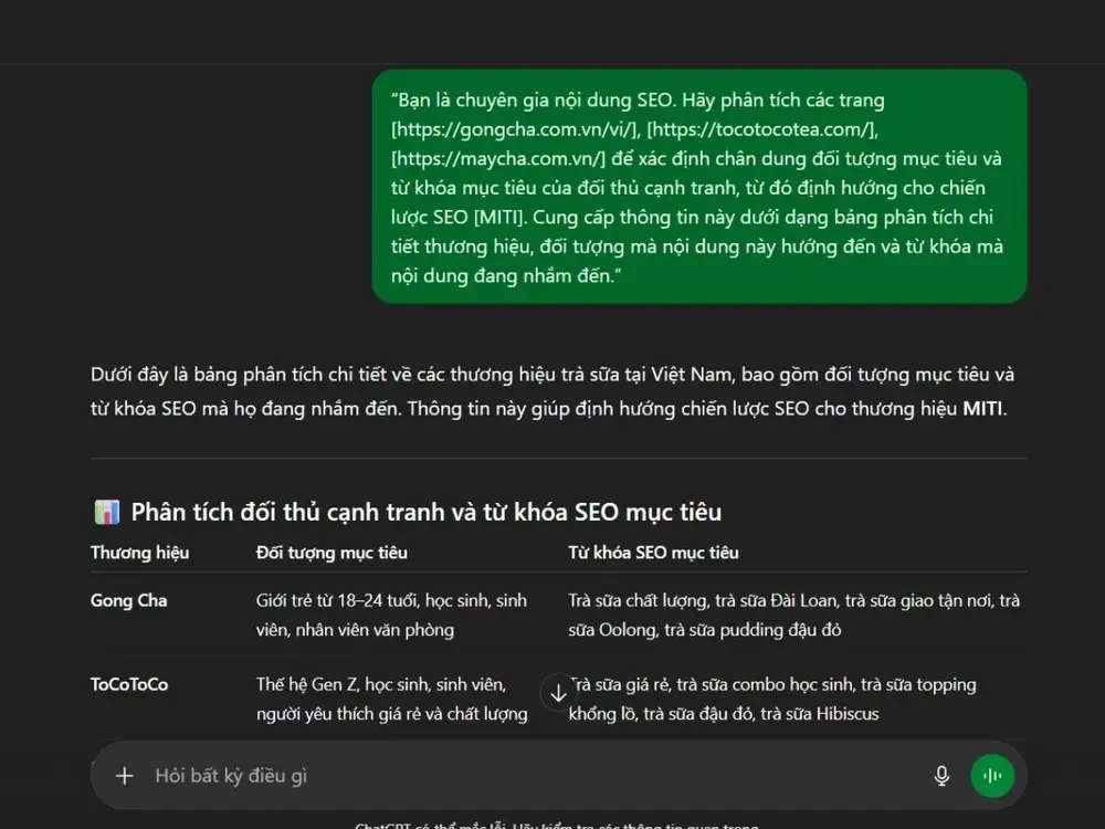 Hướng dẫn phân tích bộ từ khóa của đối thủ trong ngành trà sữa online