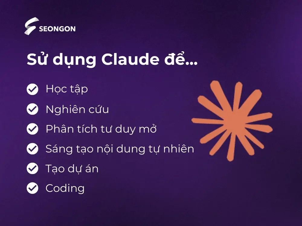 Người dùng sử dụng Claude để học tập, nghiên cứu, sáng tạo nội dung