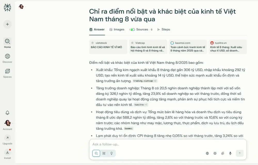 Perplexity chỉ ra những điểm nổi bật và khác biệt kinh tế Việt Nam tháng 8