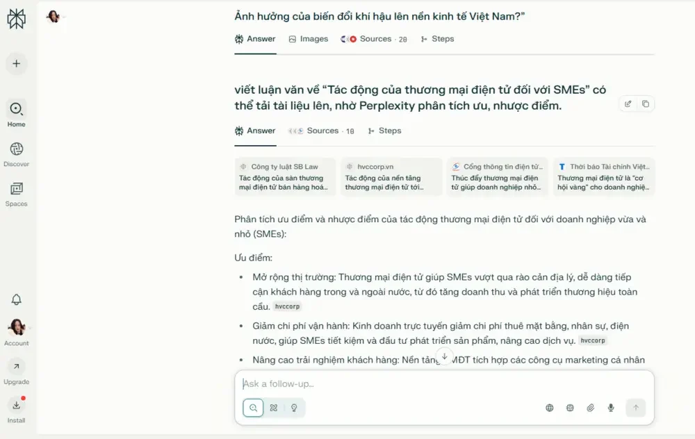 Perplexity hỗ trợ vấn đề học tập cho học sinh, sinh viên