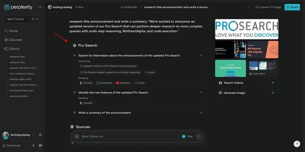 Pro Search từ Perplexity giúp phân tích chi tiết nội dung