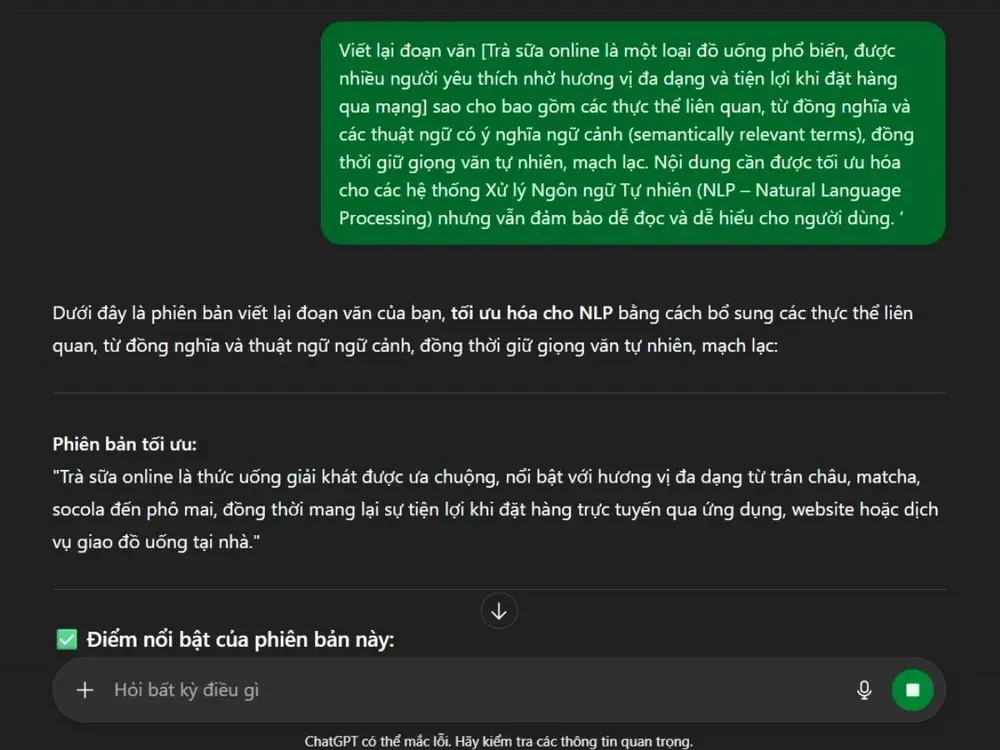 Prompt viết bài thân thiện với NLP