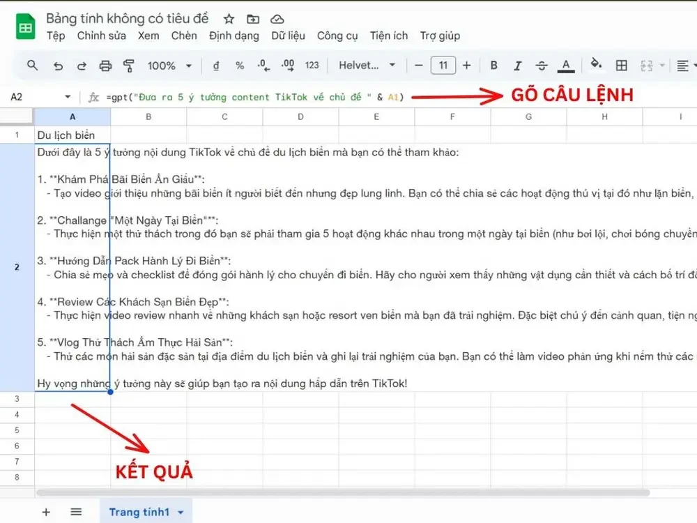 Yêu cầu ChatGPT đề xuất ý tưởng mới
