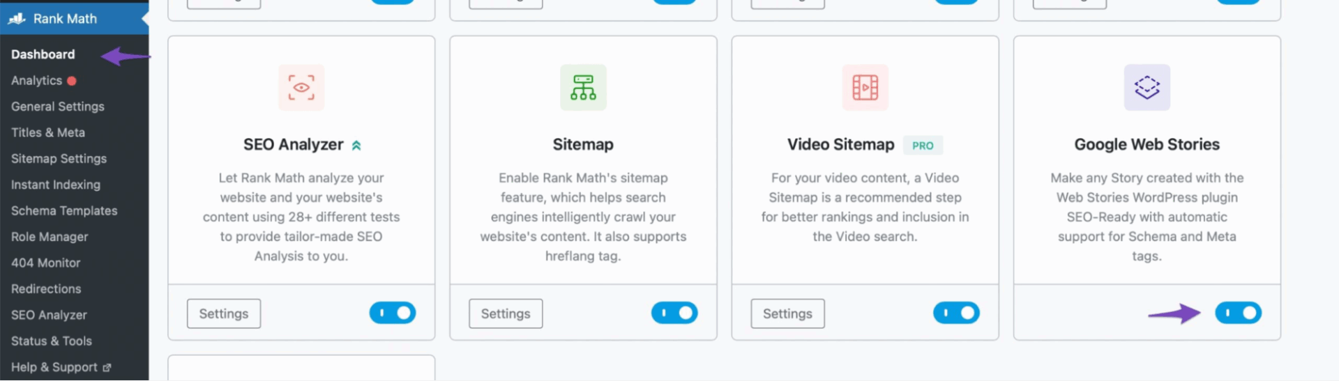 Bật tính năng tối ưu Google Web Stories trên Rank Math SEO