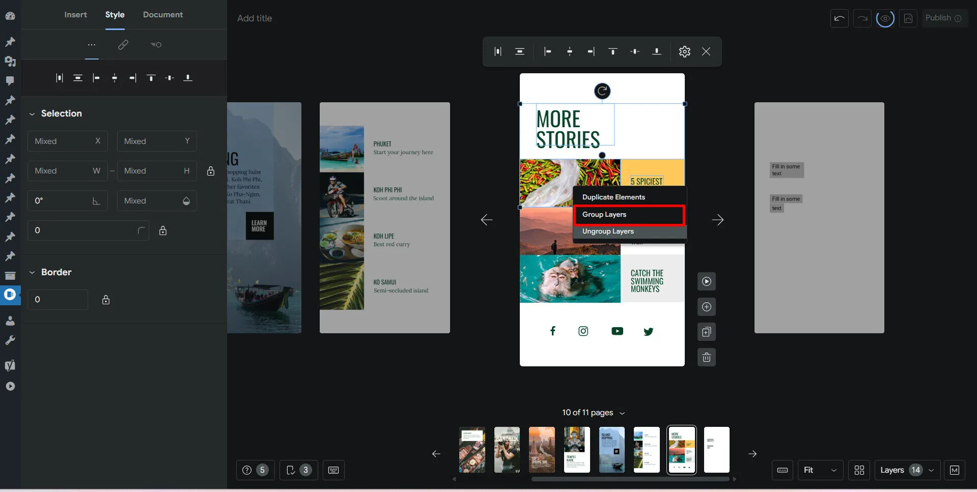 Chọn các layers cần nhóm, và ấn chuột phải, chọn Group layers