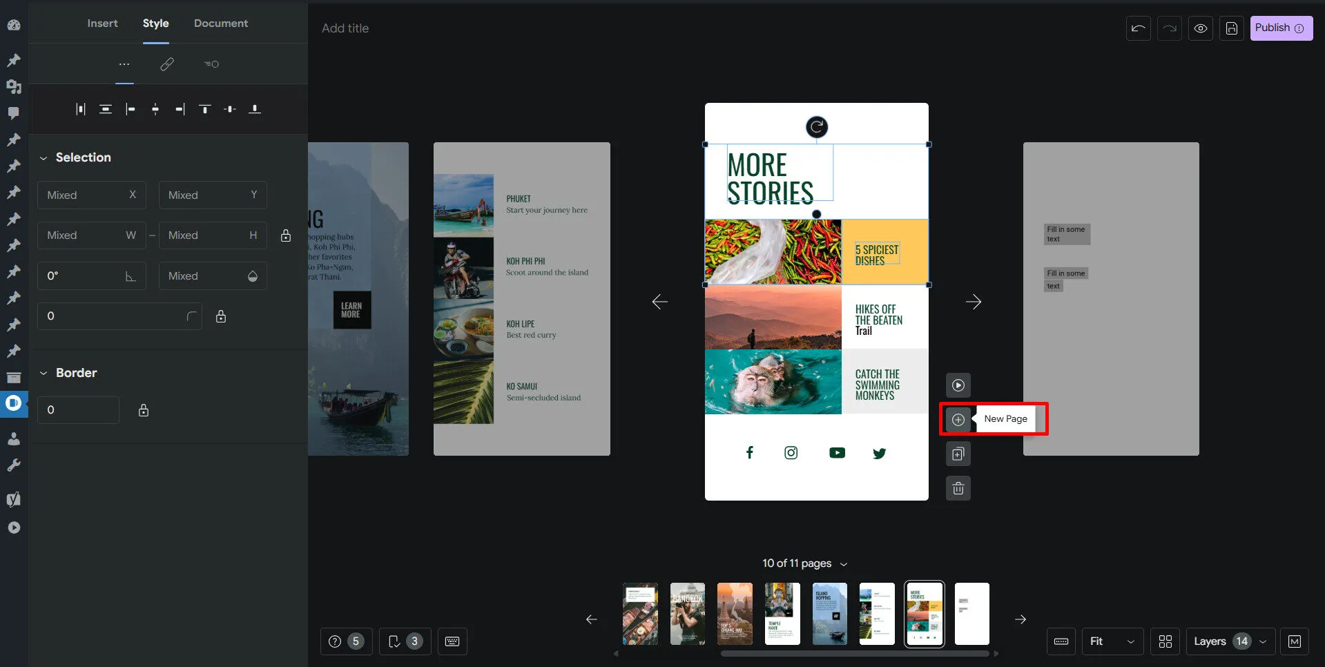 Chọn “New Page” để tạo trang trắng mới