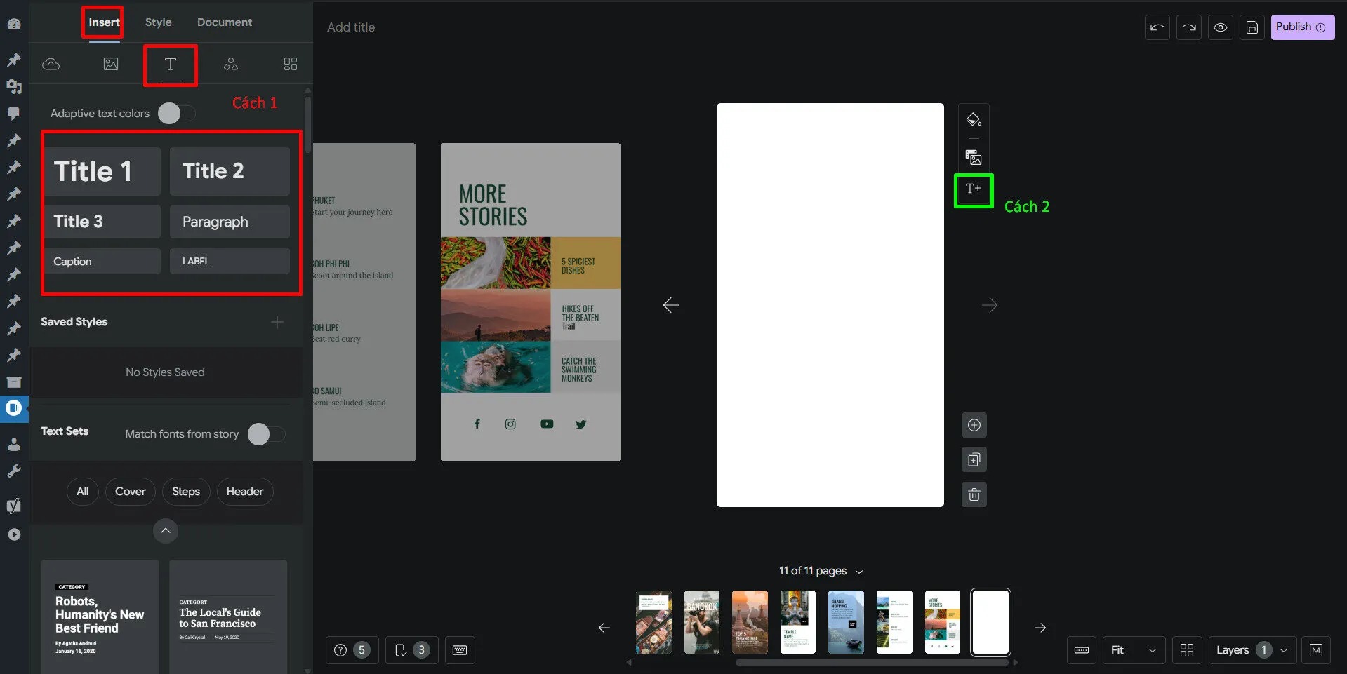 Có 2 cách đề chèn text