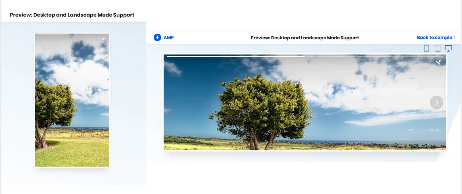 Ở chế độ màn hình ngang, hình ảnh trên Web Stories có thể bị cắt