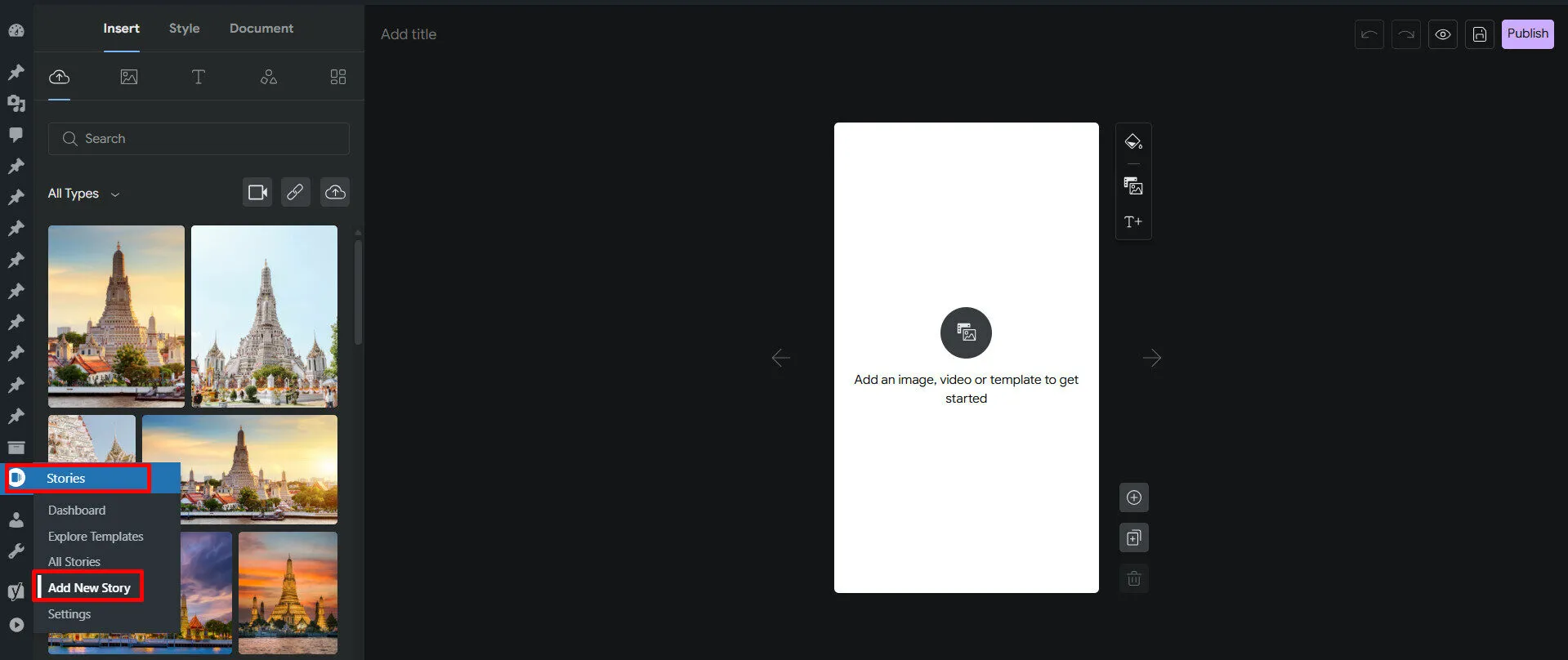 Tạo 1 Story mới trên WordPress