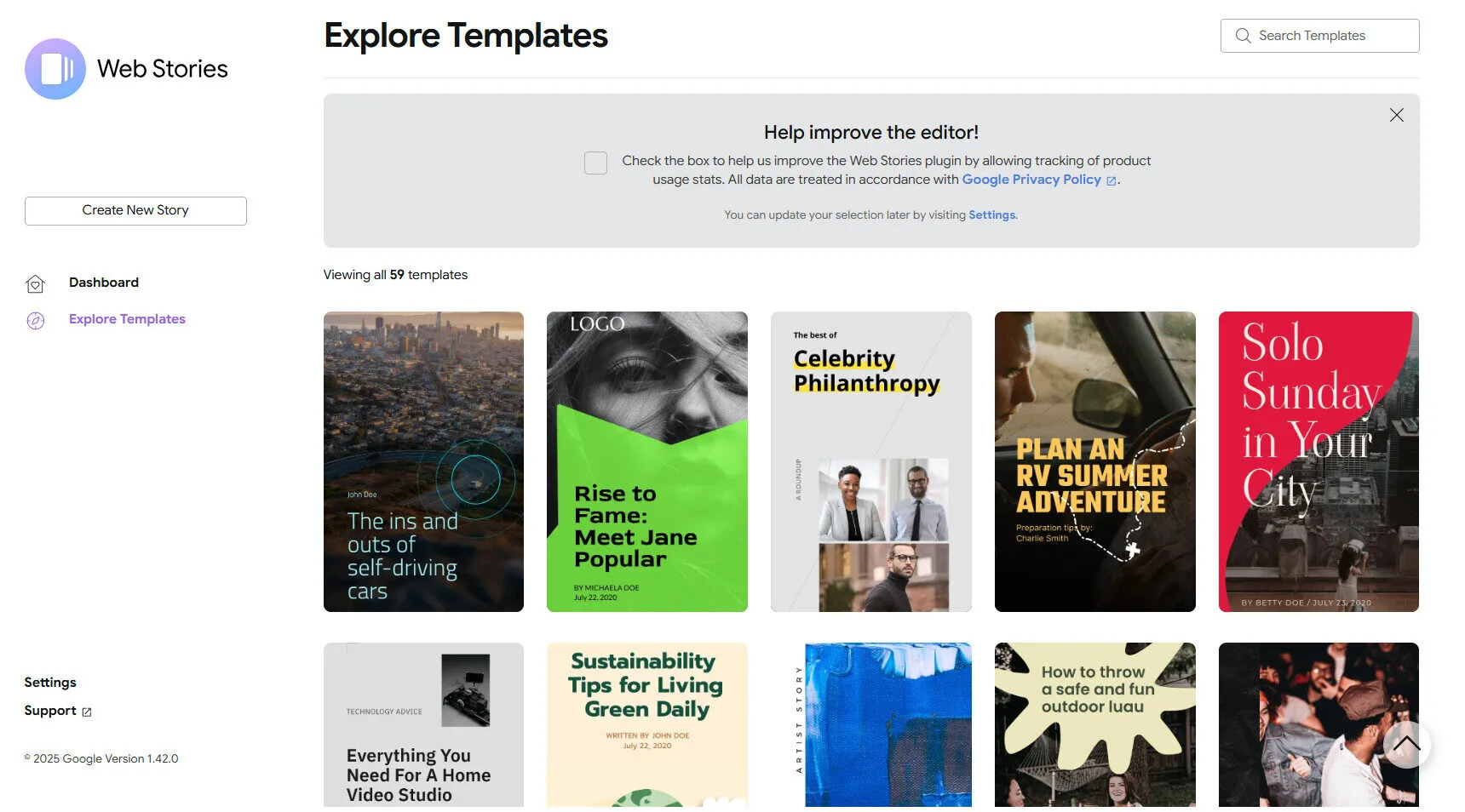 Web stories có sẵn nhiều mẫu với bố cục đẹp mắt, giúp bạn tạo ra dễ dàng, từ đó đa dạng hóa định dạng hiển thị trên Google, tăng khả năng lên TOP