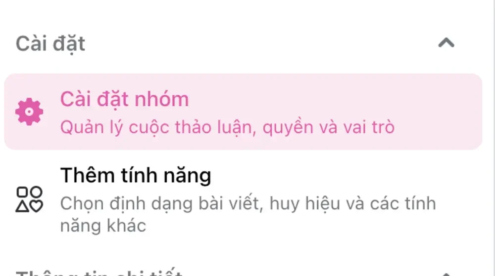 Chọn Cài đặt nhóm