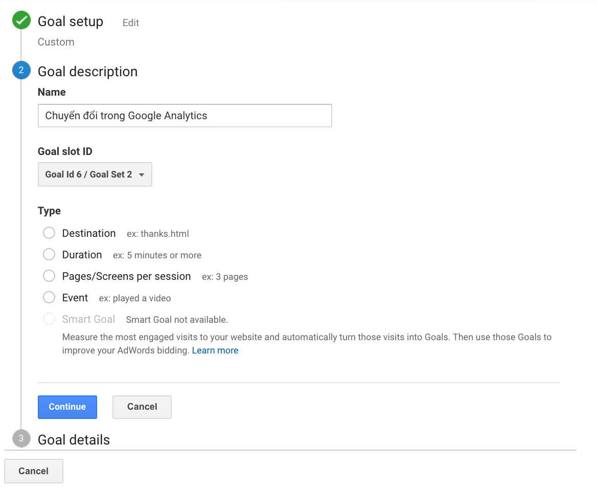 chuyển đổi Google Analytics 2