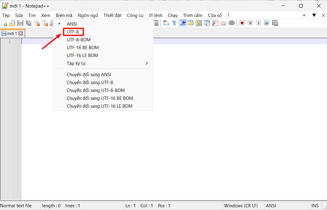 Đưa mã về dạng UTF-8