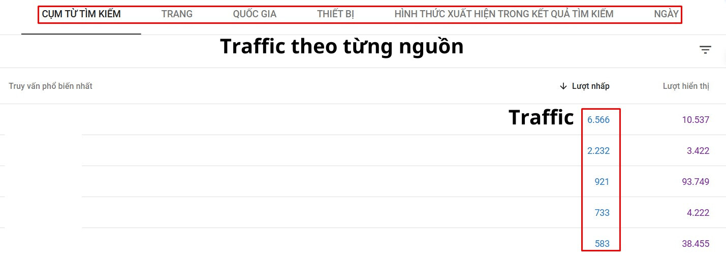 Kiểm tra traffic và từng trang cụ thể