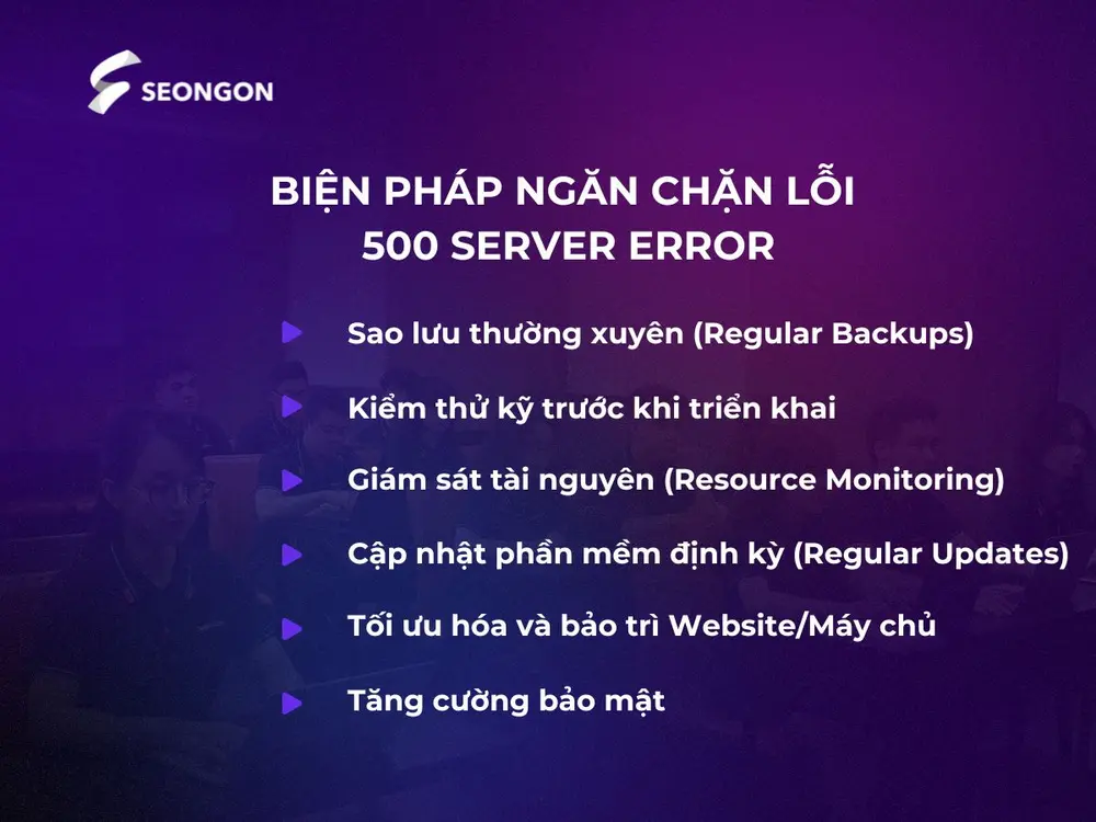Biện pháp ngăn chặn lỗi 500 Server Error