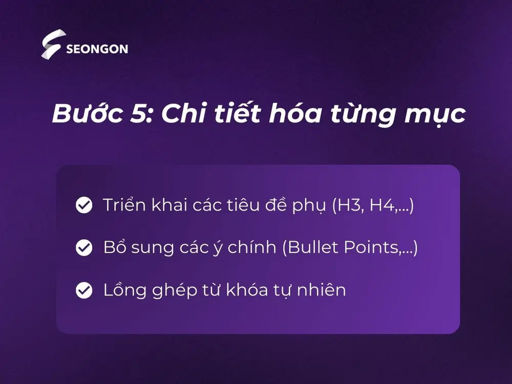 Bước 5 khi lên outline content