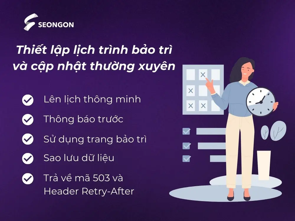 Cách thiết lập lịch trình bảo trì và cập nhật thường xuyên để phòng tránh 503 error