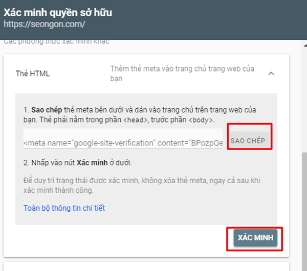 Sao chép thẻ meta