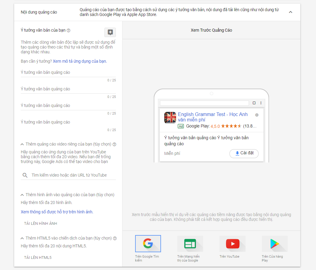 Nội dung quảng cáo Google Play