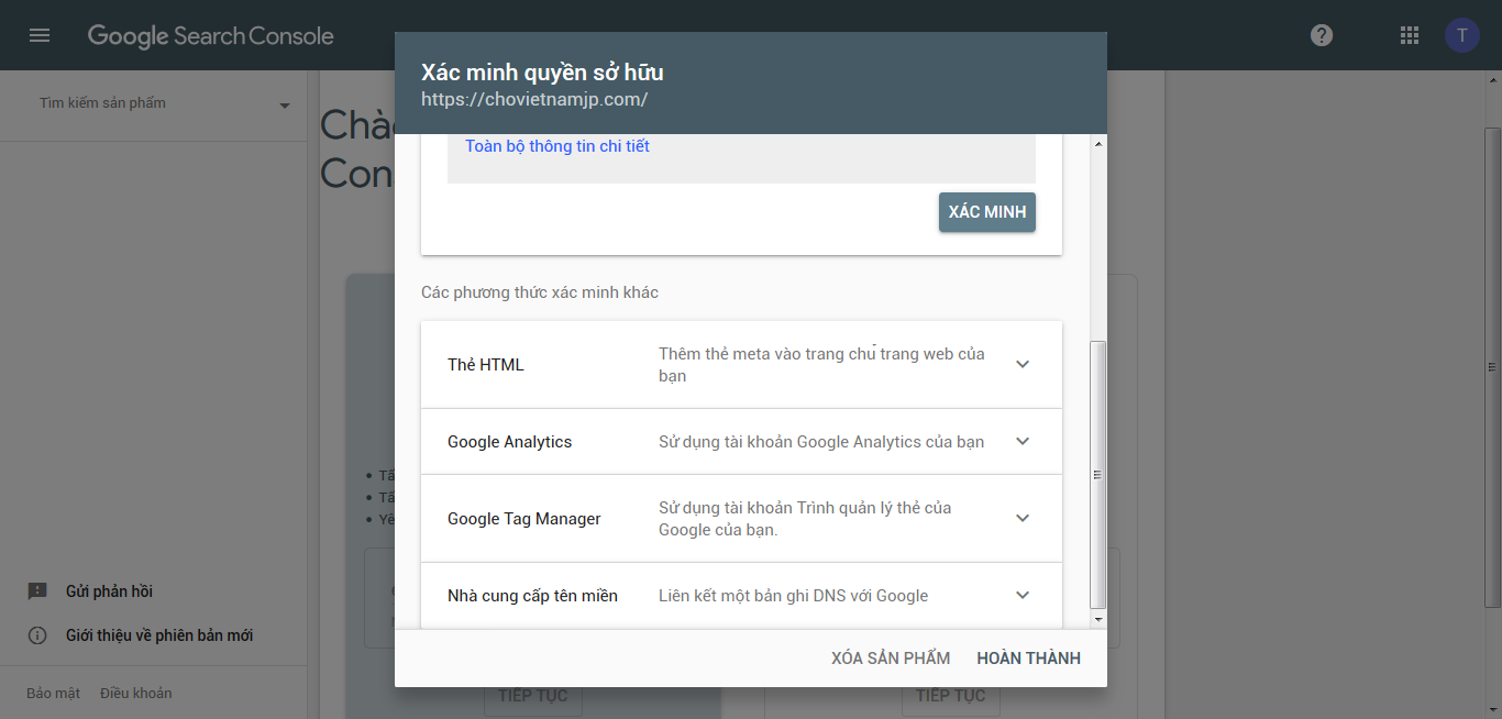 hướng dẫn cài google search console bằng thẻ html