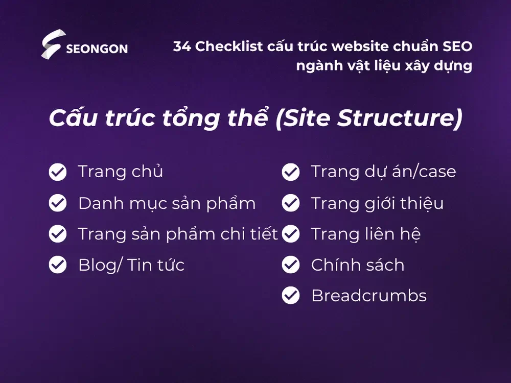 Checklist về cấu trúc tổng thể chuẩn SEO cho ngành vật liệu xây dựng