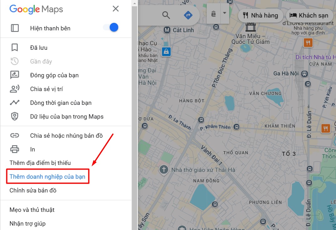 Chọn mục thêm doanh nghiệp của bạn