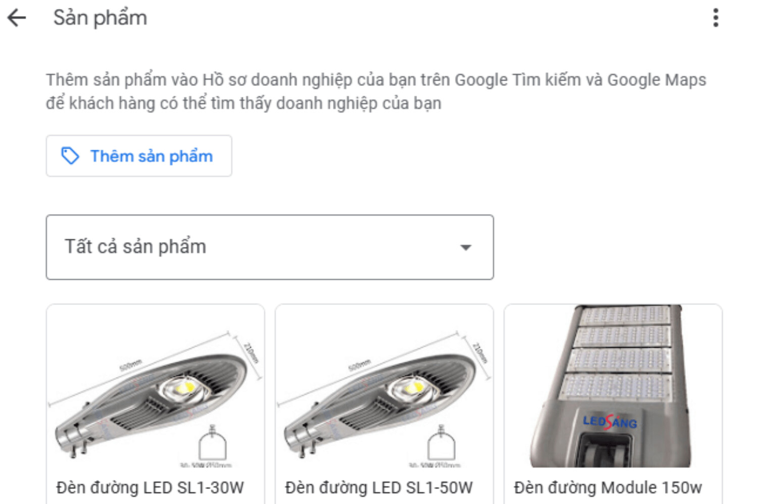 Chọn tag thêm sản phẩm