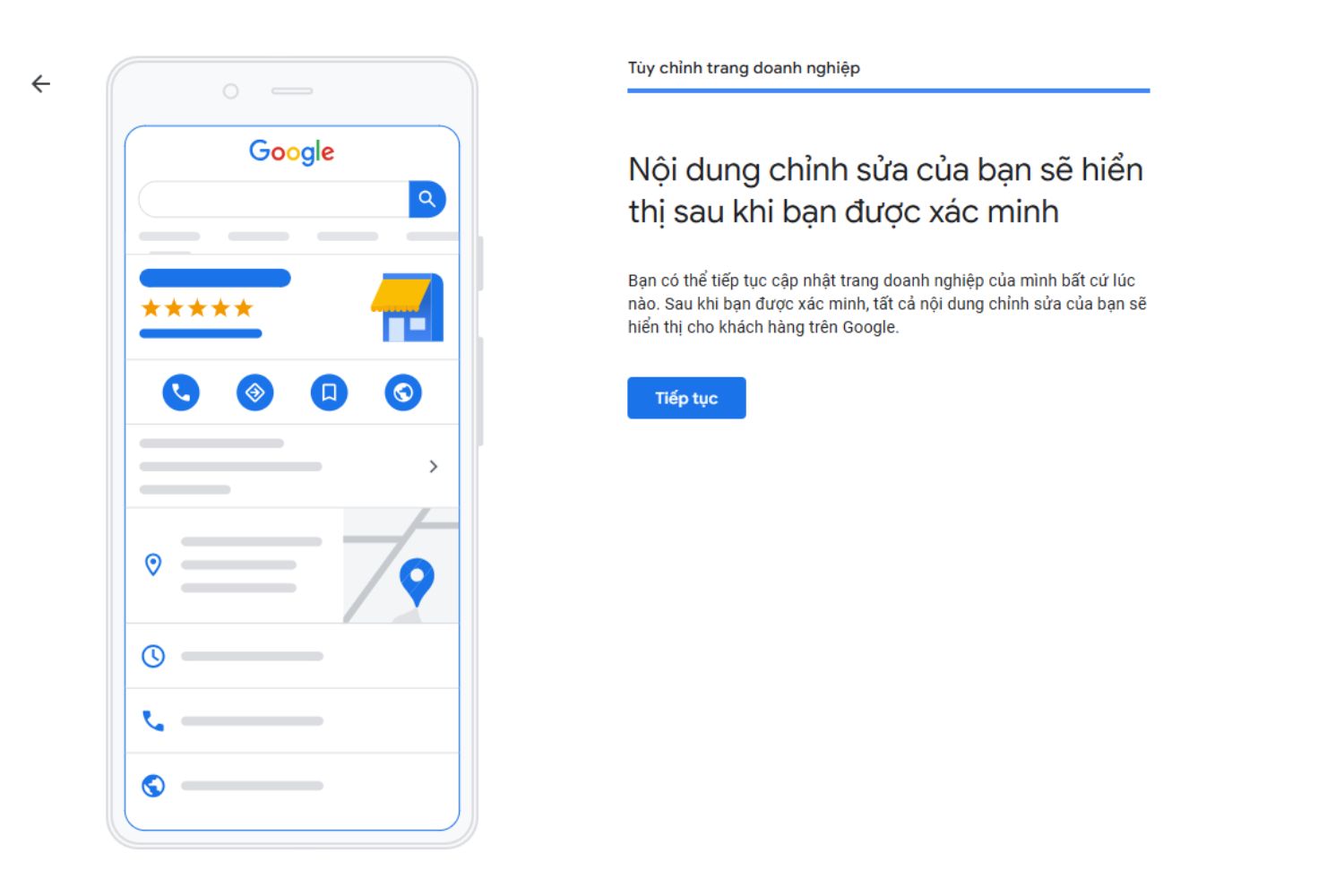 Chọn tiếp tục để xác minh