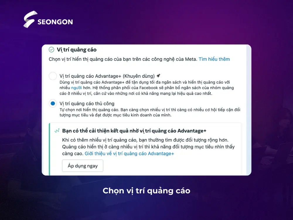 Chọn vị trí quảng cáo